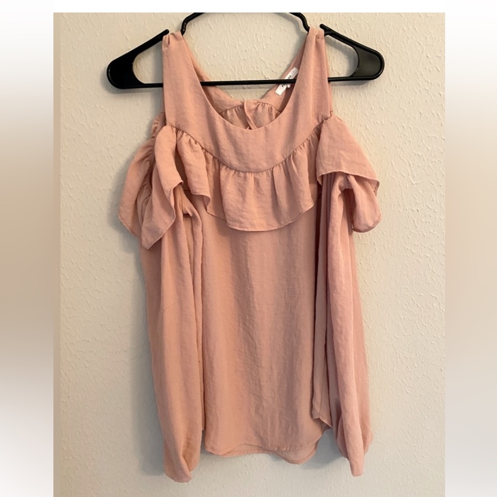 Pleione Pink Color Cold Shoulder Top Sz S
